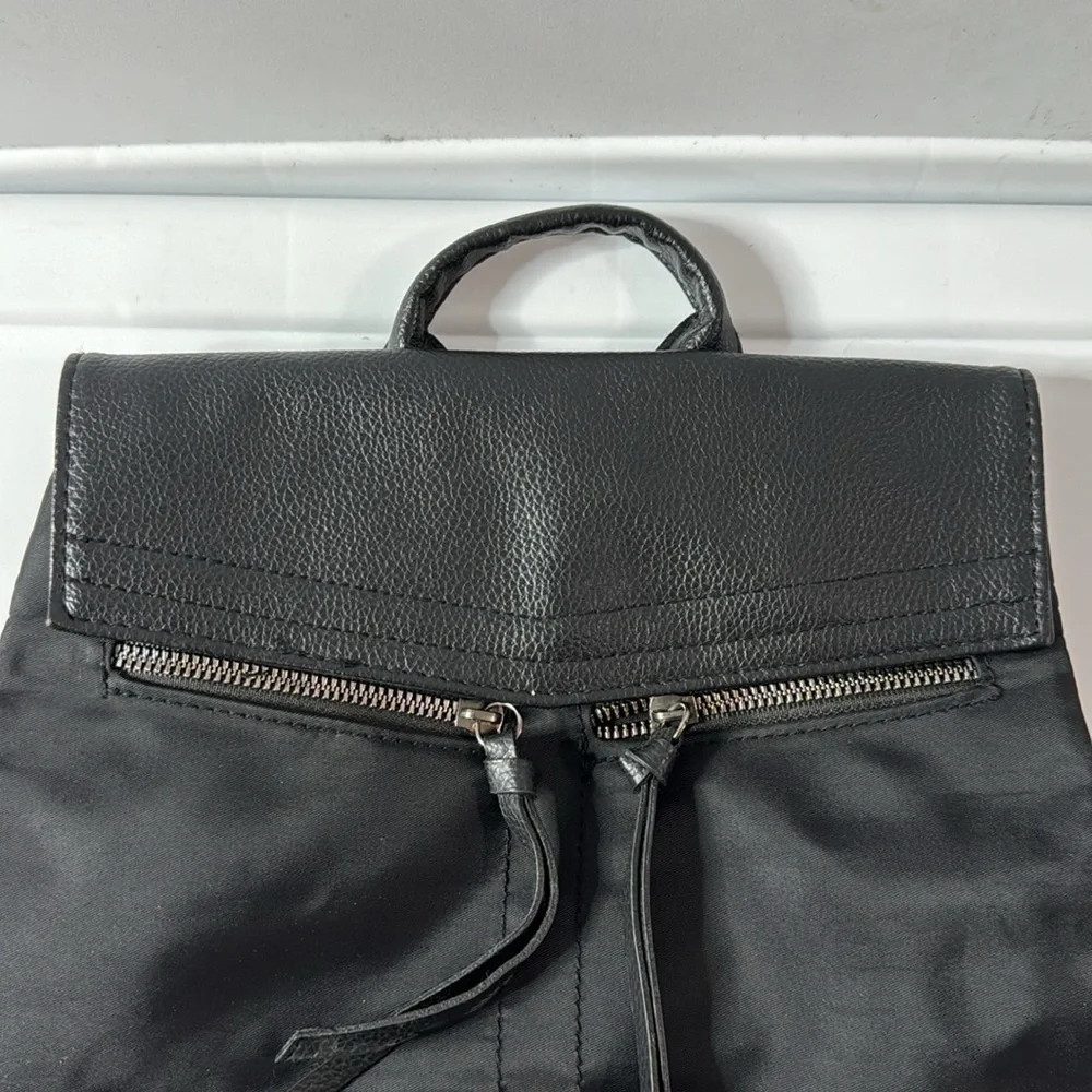 Botkier New York black Trigger mini faux leather trim backpack